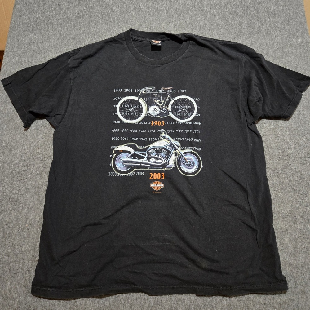 Harley-Davidson Vintage T-Shirt Mens 2XL Black 100th Anniversary 1903-2003